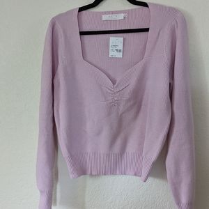 ASTR cropped sweetheart Top Long Sleeve NWT Pink